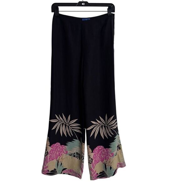 Tori Richard Honolulu Tropic Zone Border Print Floral 100% Silk Pants 2